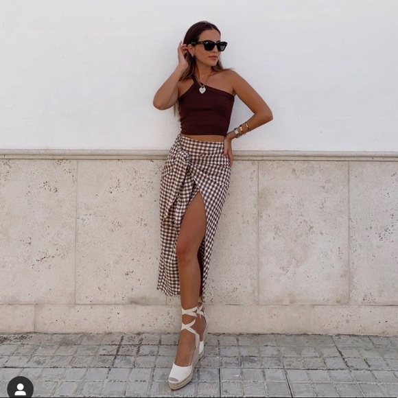 ZARA Gingham wrap skirt NWT - Picture 11 of 12